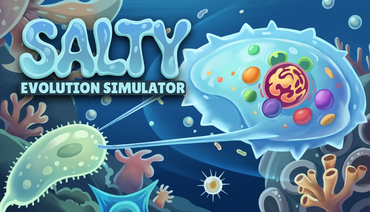 Salty: Evolution Simulator — illustrated underwater key art